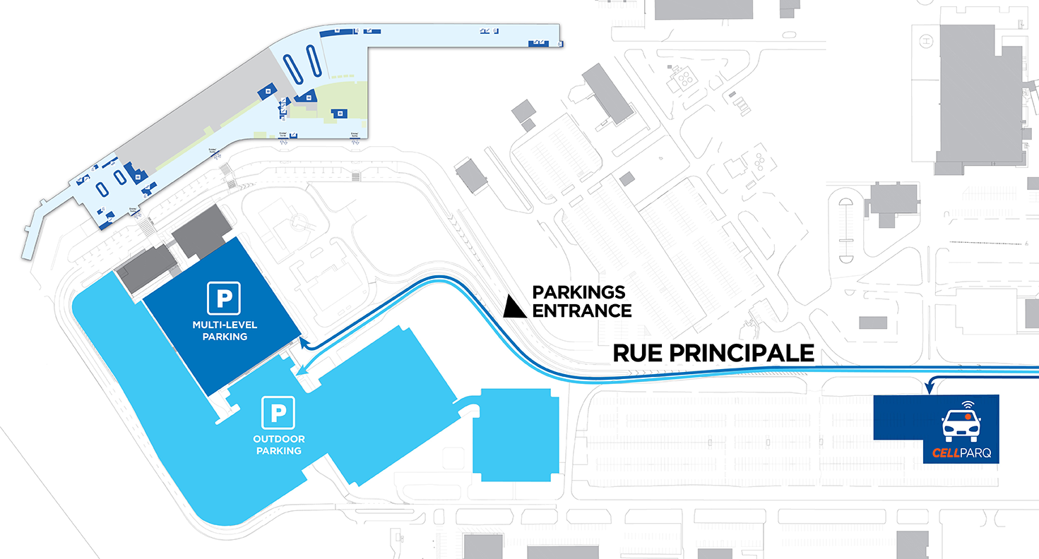 Map of parking options at Québec City Jean Lesage International Airport (YQB)