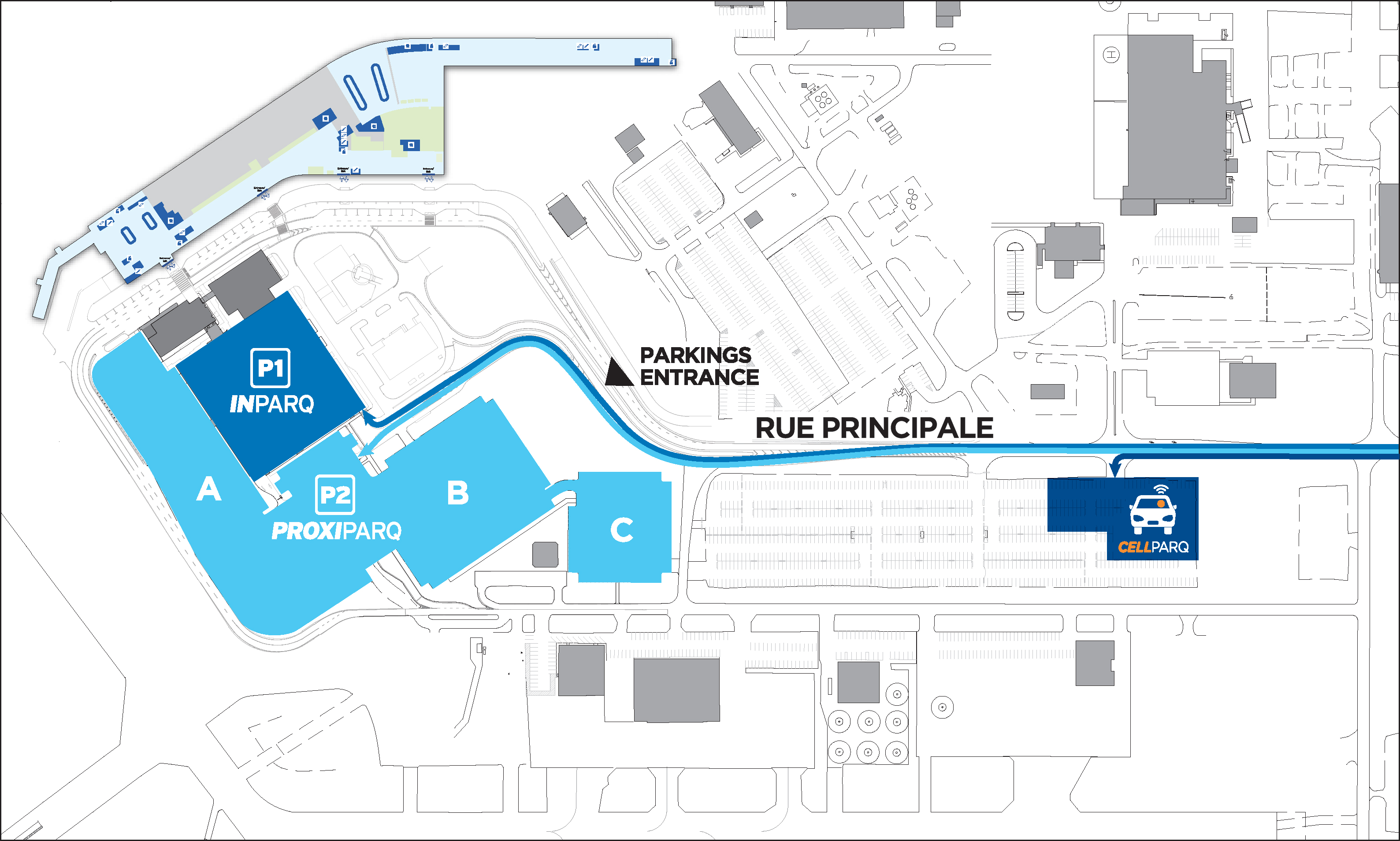 YQB Parkings map