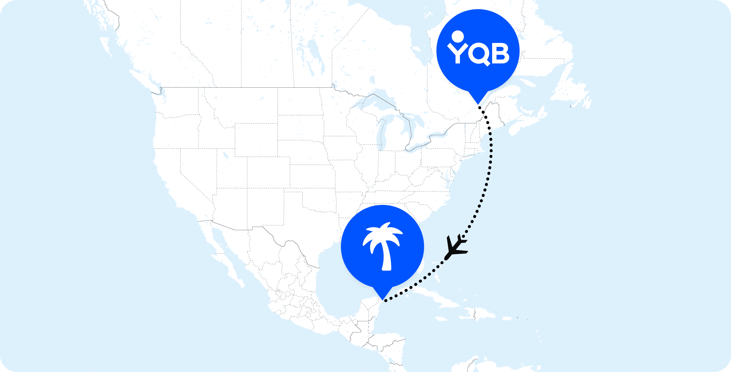 Map of YQB to TQO