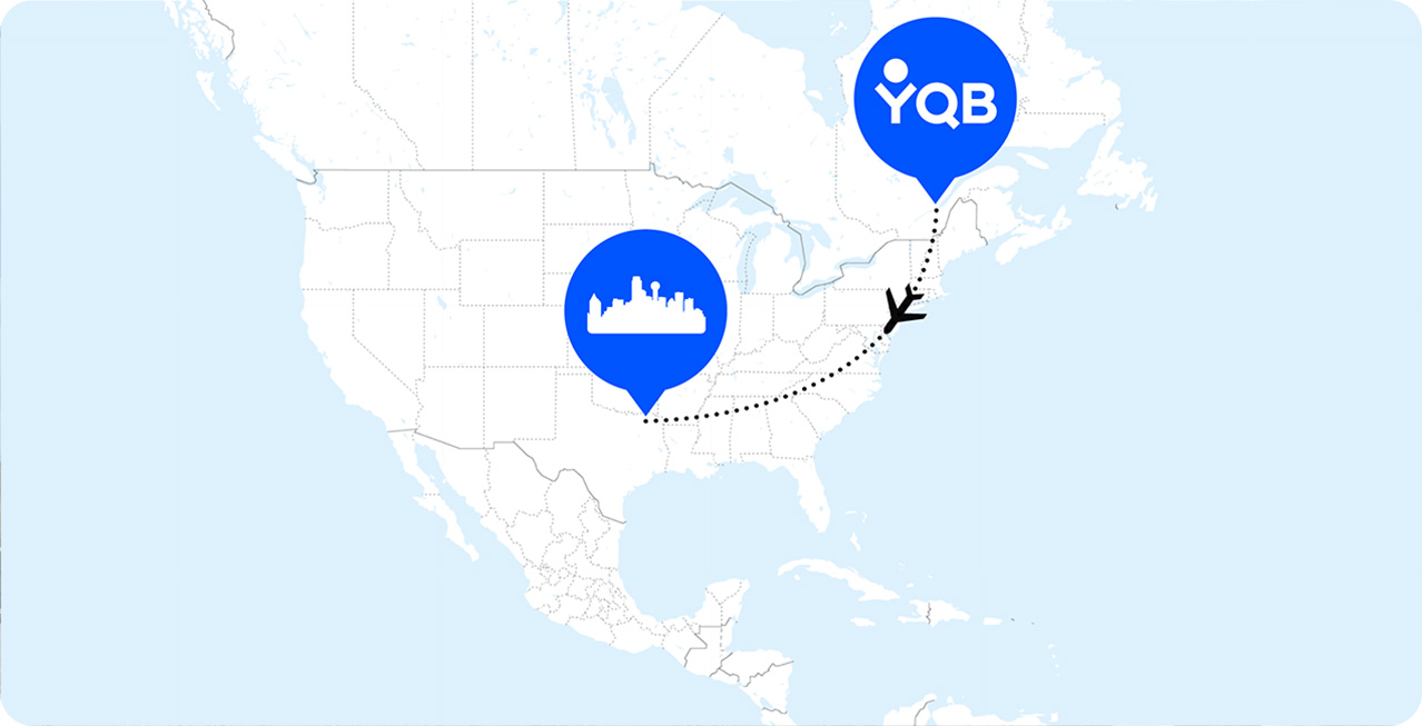 Carte YQB vers DFW