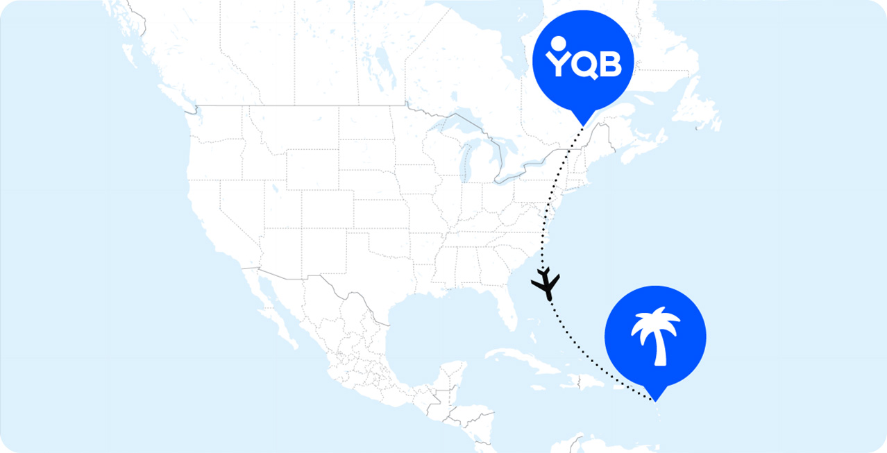 Map of YQB to PTP