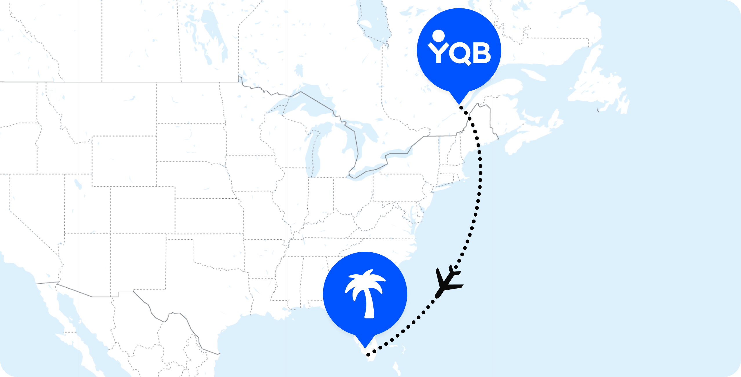 Carte de Québec vers Fort Lauderdale