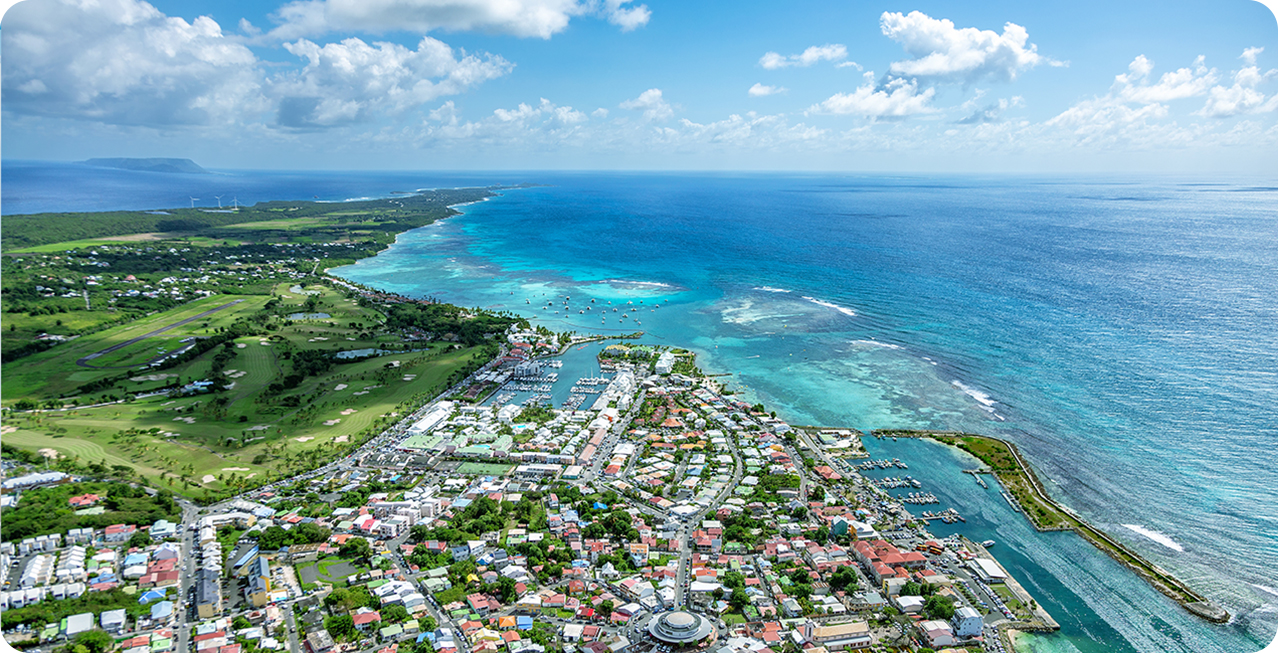 Vue aérienne de la Guadeloupe