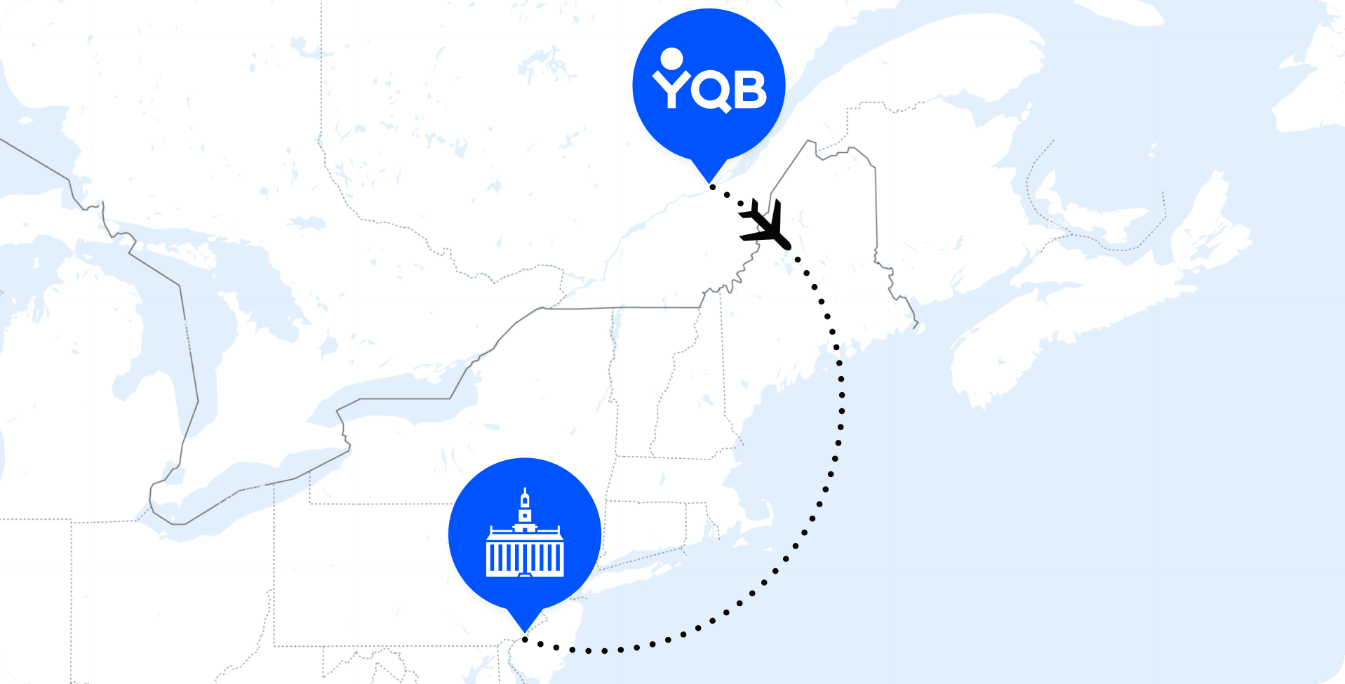 Vols direct Québec YQB vers Philadelphie
