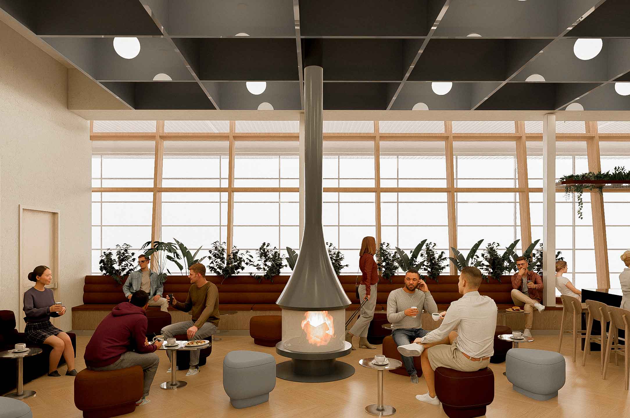 Maquette du foyer du futur salon pour vacanciers à l'Aéroport international Jean-Lesage de Québec (YQB)