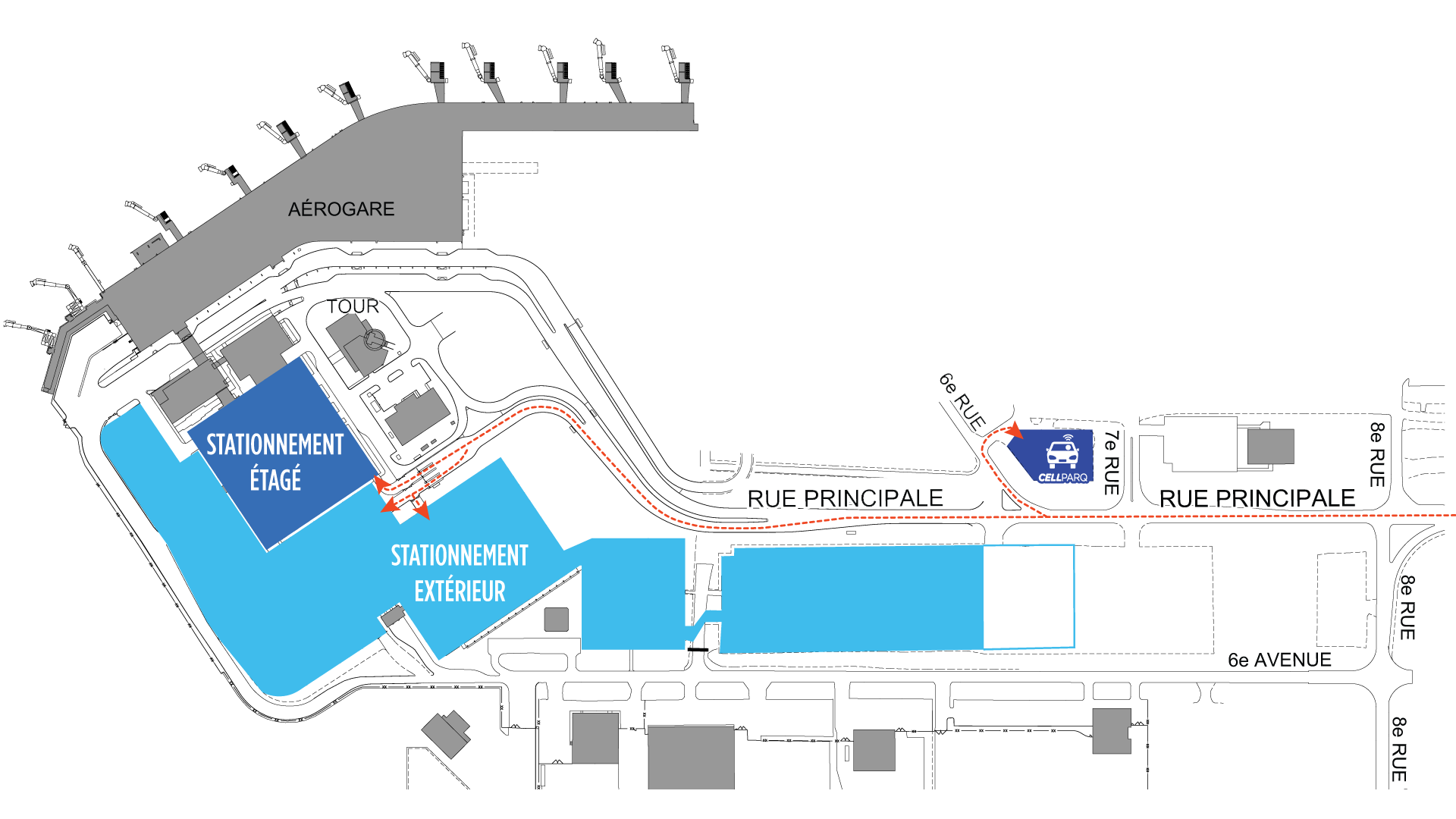 Parcs de stationnement de l'Aéroport international Jean-Lesage de Québec (YQB)